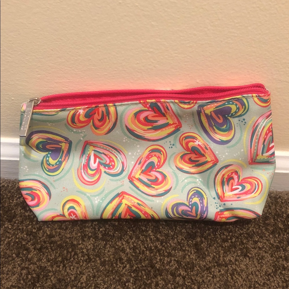 Colorful Clinique Heart Patterned Makeup Bag